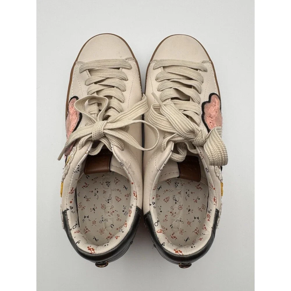 Coach Low Top Sneaker with Cloud Patches & Rexy Tea Rose Size 9.5B Women’s - Picture 5 of 14